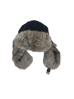 Mad Bomber Rabbit Fur Winter Trapper Hat XL Black Gray